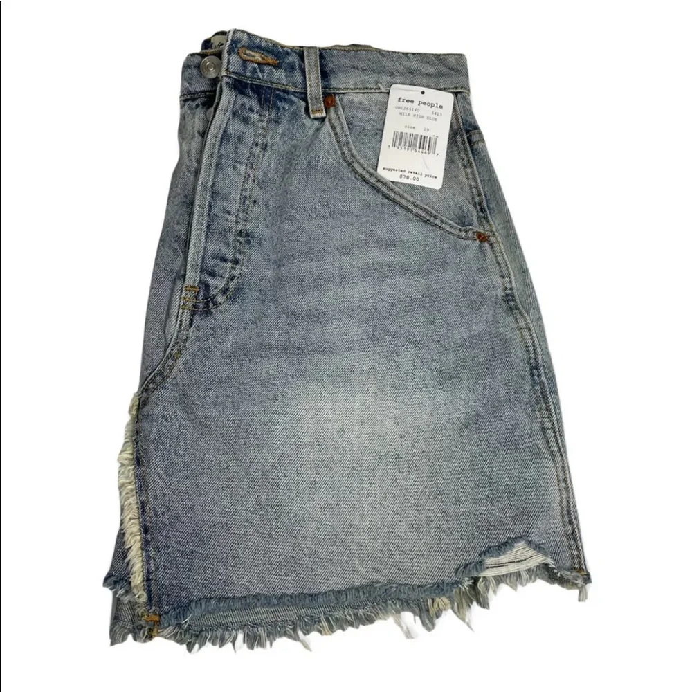 Free People Brea Cut Off Skirt Mile High Blue Women’s Size 29 NWT - Picture 7 of 14
